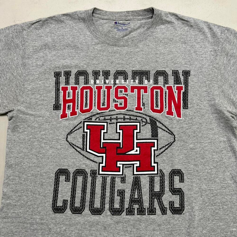 University of‎ Houston Cougars Light Gray Champion Tee T-Shirt - L - Picture 2 of 6